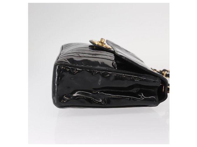 CHANEL Mademoiselle Borsa a Spalla con Catena Smalto Nero Oro CC Auth ka422 - vista 4