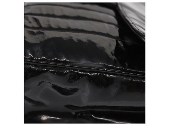 CHANEL Mademoiselle Borsa a Spalla con Catena Smalto Nero Oro CC Auth ka422 - vista 5