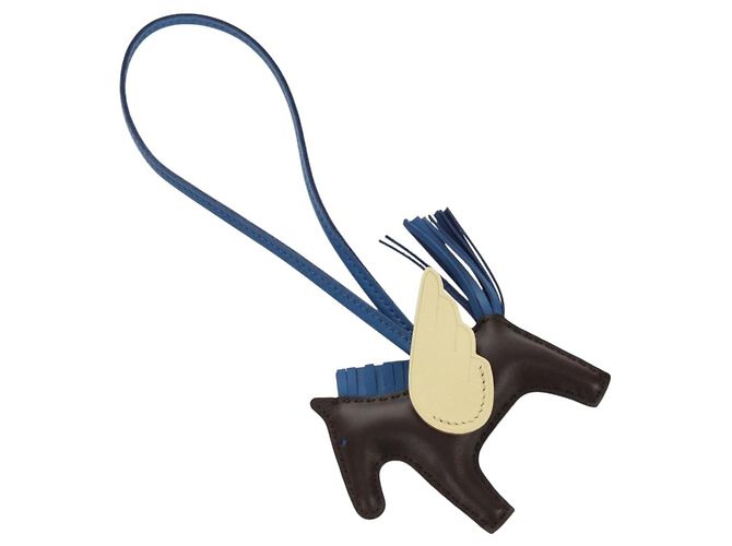 Hermès HERMES Rodeo PM Charm Pelle Marrone Blu Auth BA8095M - vista 9