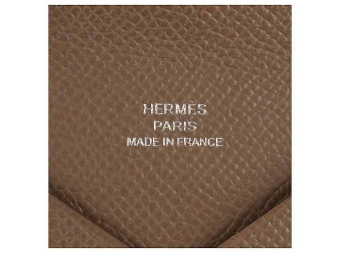 Hermès Monedero Calvi HERMES Cuero Beige Plata Auth BA8243M - vista 13