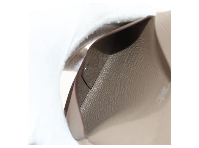 Hermès Monedero Calvi HERMES Cuero Beige Plata Auth BA8243M - vista 16