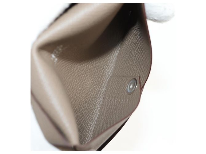 Hermès Monedero Calvi HERMES Cuero Beige Plata Auth BA8243M - vista 17