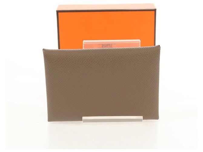 Hermès Monedero Calvi HERMES Cuero Beige Plata Auth BA8243M - vista 19