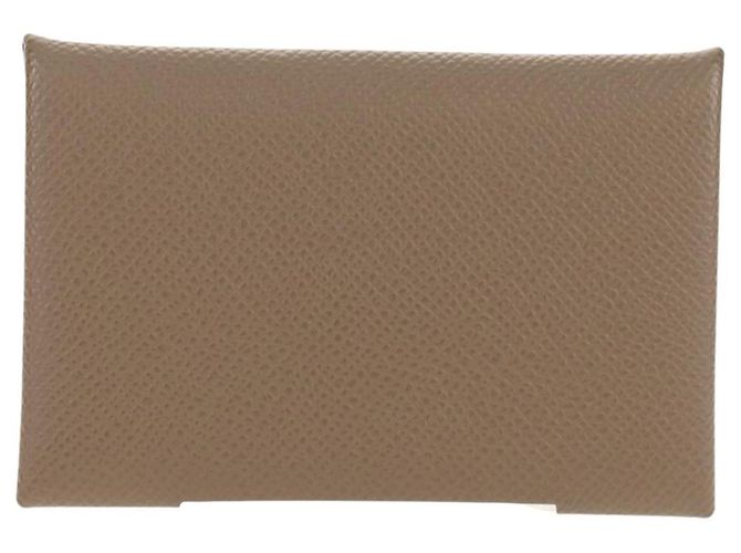 Hermès Monedero Calvi HERMES Cuero Beige Plata Auth BA8243M - vista 3