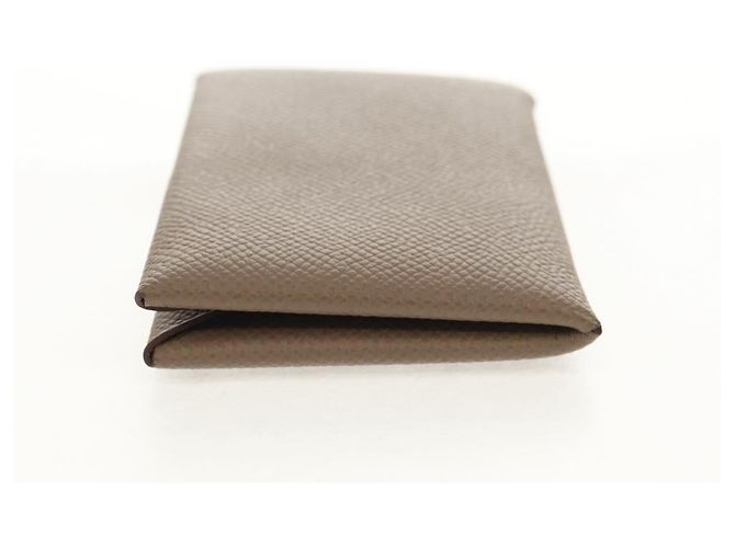 Hermès Monedero Calvi HERMES Cuero Beige Plata Auth BA8243M - vista 5