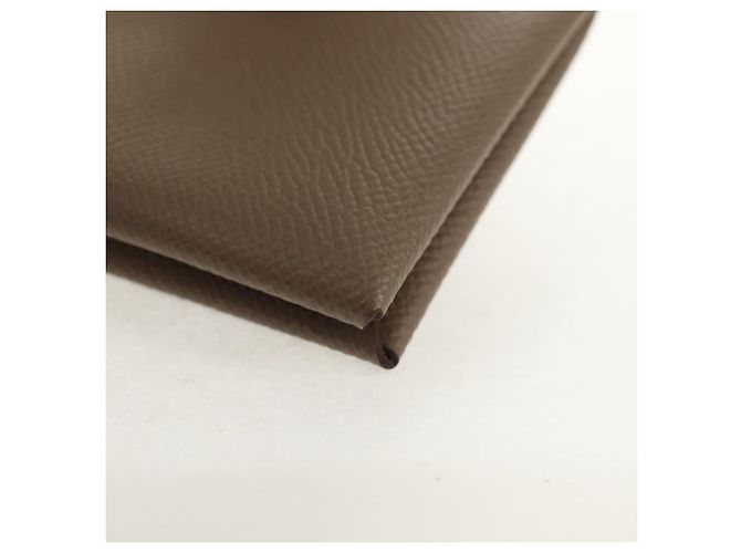 Hermès Monedero Calvi HERMES Cuero Beige Plata Auth BA8243M - vista 9