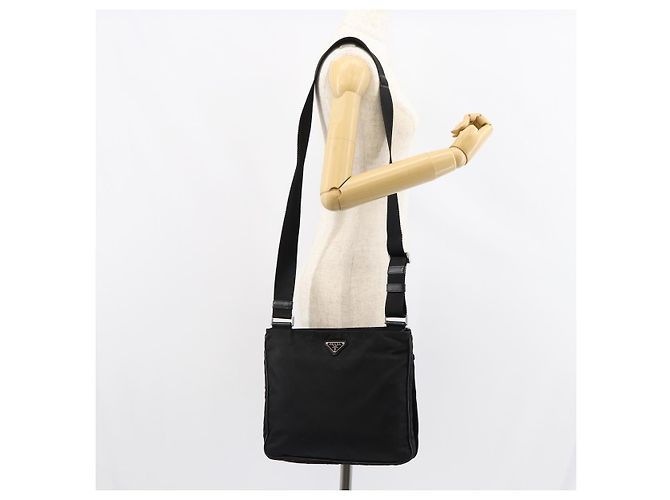 Borsa a Spalla PRADA Nylon Nero Argento Autentica 153217 - vista 25
