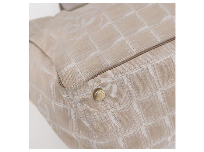 CHANEL Nuova Borsa Tote da Viaggio Nylon Beige Oro CC Auth mr1575 D'oro - vista 11