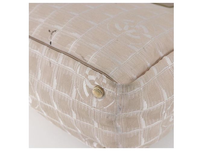 CHANEL Nuova Borsa Tote da Viaggio Nylon Beige Oro CC Auth mr1575 D'oro - vista 12