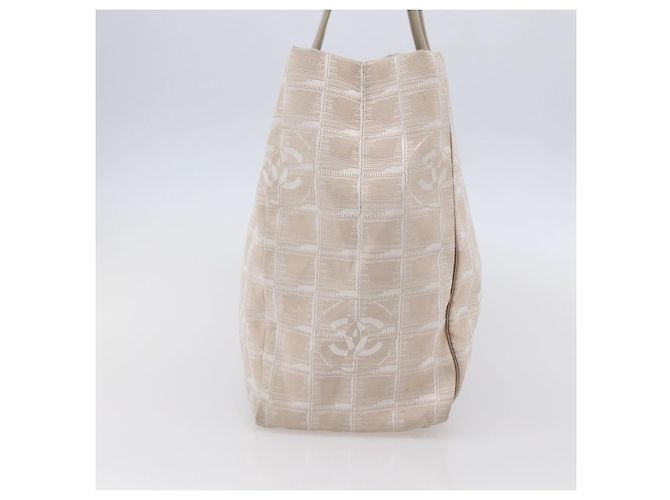 CHANEL Nuova Borsa Tote da Viaggio Nylon Beige Oro CC Auth mr1575 D'oro - vista 4