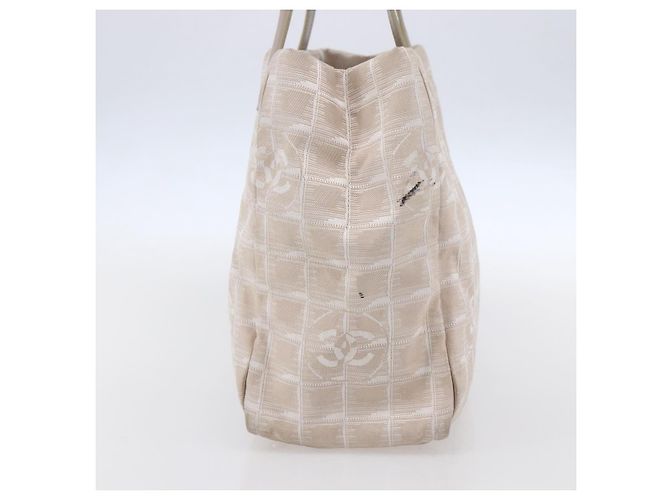CHANEL Nuova Borsa Tote da Viaggio Nylon Beige Oro CC Auth mr1575 D'oro - vista 5