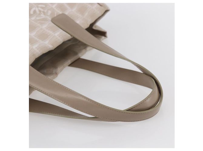 CHANEL Nuova Borsa Tote da Viaggio Nylon Beige Oro CC Auth mr1575 D'oro - vista 7