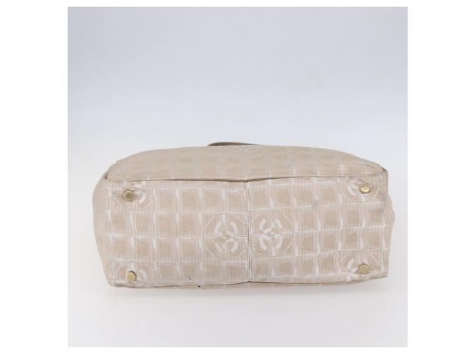 CHANEL Nuova Borsa Tote da Viaggio Nylon Beige Oro CC Auth mr1575 D'oro - vista 9