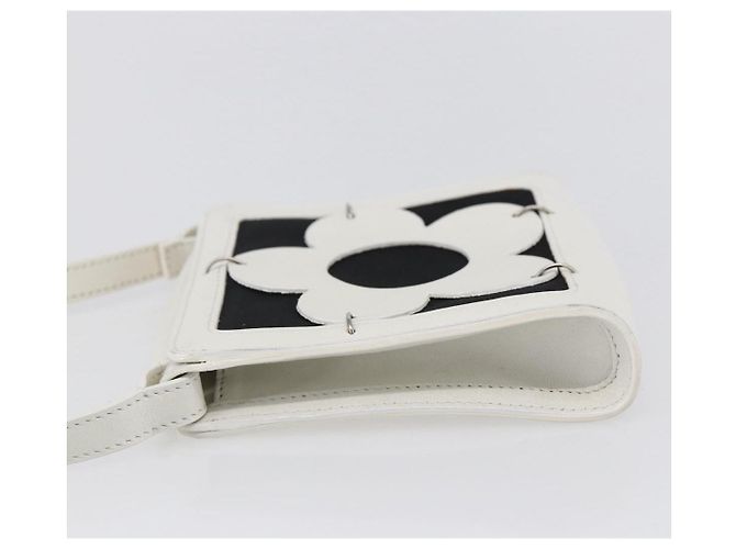 Céline Pochette a spalla CELINE Flower in pelle bianca e argento Auth 154908 Bianco - vista 4