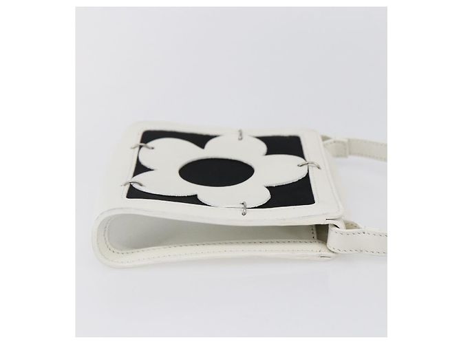 Céline Pochette a spalla CELINE Flower in pelle bianca e argento Auth 154908 Bianco - vista 5