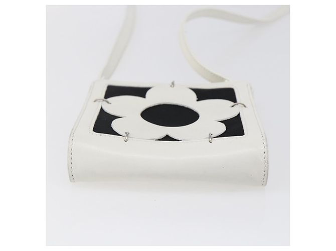 Céline Pochette a spalla CELINE Flower in pelle bianca e argento Auth 154908 Bianco - vista 9