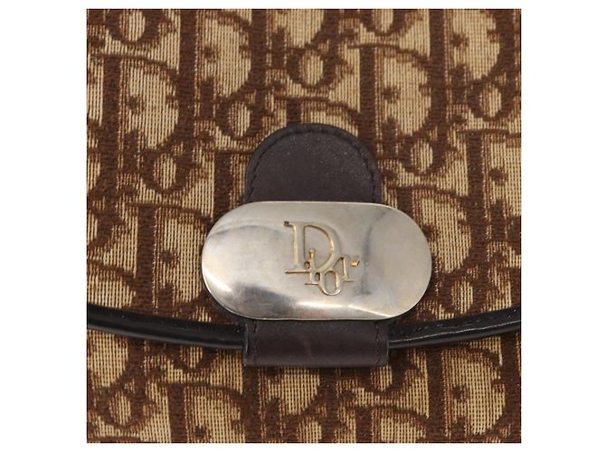 Borsa a Spalla in Tela Trotter Christian Dior Marrone Auth 155074 - vista 12