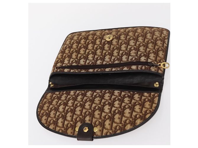 Borsa a Spalla in Tela Trotter Christian Dior Marrone Auth 155074 - vista 13