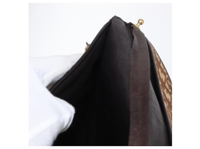 Borsa a Spalla in Tela Trotter Christian Dior Marrone Auth 155074 - vista 18