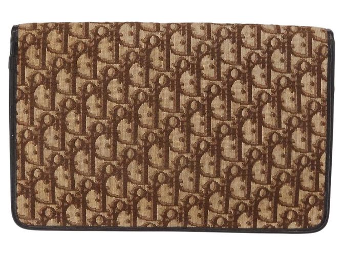 Borsa a Spalla in Tela Trotter Christian Dior Marrone Auth 155074 - vista 3