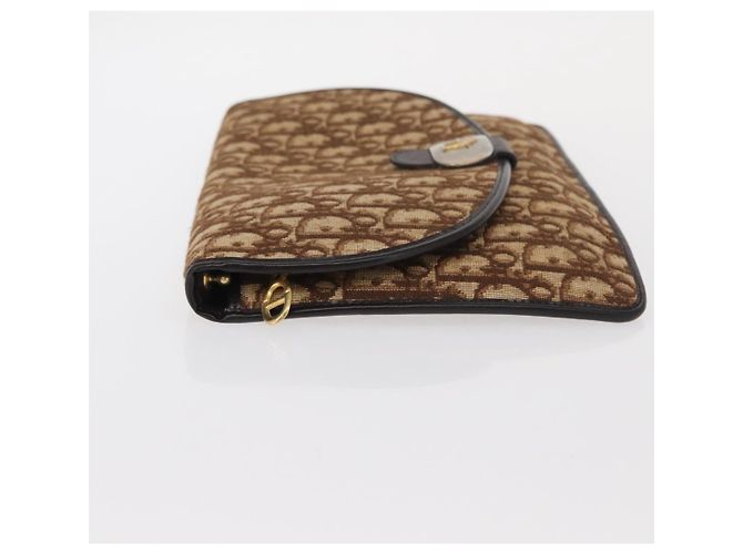 Borsa a Spalla in Tela Trotter Christian Dior Marrone Auth 155074 - vista 5