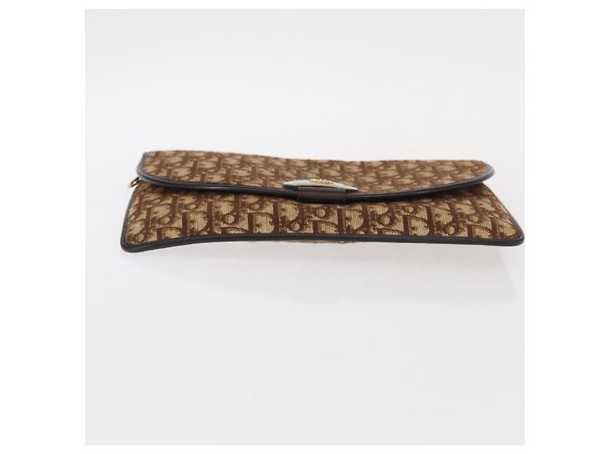 Borsa a Spalla in Tela Trotter Christian Dior Marrone Auth 155074 - vista 7