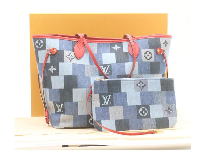 LOUIS VUITTON Borsa Tote Neverfull MM in Denim Monogram Blu M44981 LV Auth 22325SM - vista 12