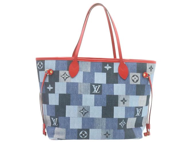 LOUIS VUITTON Borsa Tote Neverfull MM in Denim Monogram Blu M44981 LV Auth 22325SM - vista 13