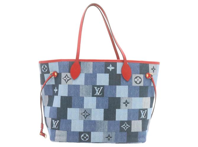LOUIS VUITTON Borsa Tote Neverfull MM in Denim Monogram Blu M44981 LV Auth 22325SM - vista 2
