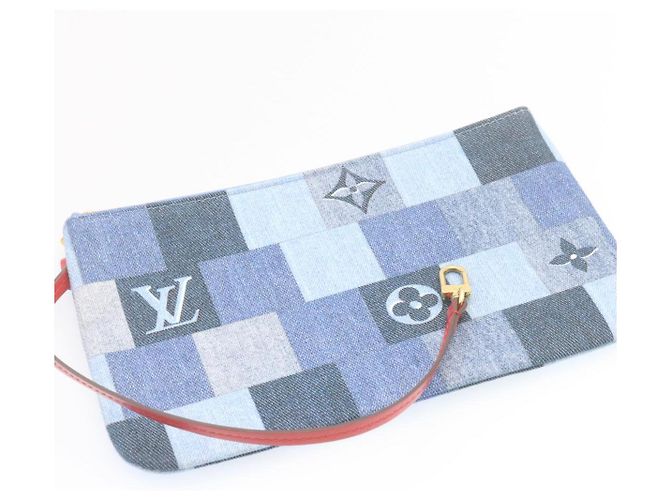 LOUIS VUITTON Borsa Tote Neverfull MM in Denim Monogram Blu M44981 LV Auth 22325SM - vista 21