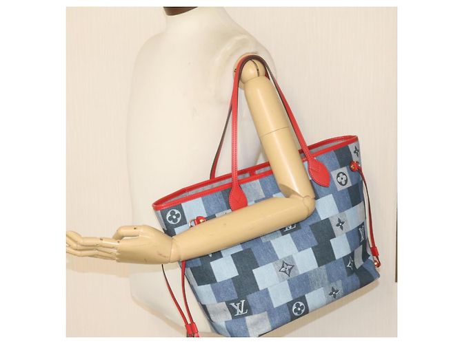 LOUIS VUITTON Borsa Tote Neverfull MM in Denim Monogram Blu M44981 LV Auth 22325SM - vista 25