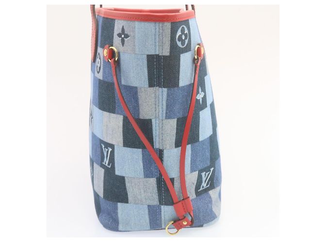 LOUIS VUITTON Borsa Tote Neverfull MM in Denim Monogram Blu M44981 LV Auth 22325SM - vista 4
