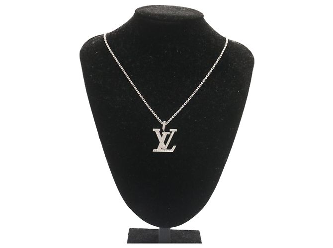 LOUIS VUITTON Pendente LV XL Collana Oro Bianco Diamante Q93821 Auth 27695SM - vista 2