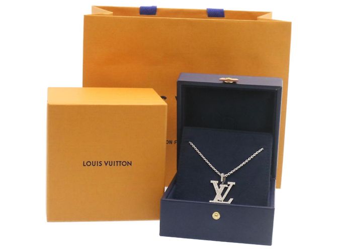 LOUIS VUITTON Pendente LV XL Collana Oro Bianco Diamante Q93821 Auth 27695SM - vista 3