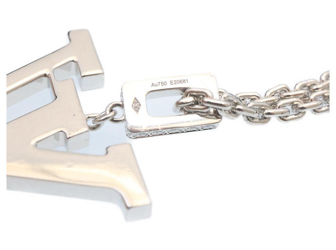 LOUIS VUITTON Pendente LV XL Collana Oro Bianco Diamante Q93821 Auth 27695SM - vista 8
