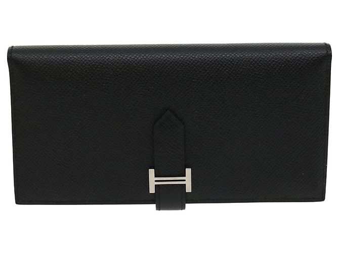 Hermès HERMES Langer Geldbeutel Bean soufflé Silbermetall Schwarz Auth 30947SM - Ansicht 13