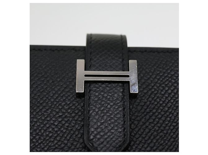 Hermès HERMES Langer Geldbeutel Bean soufflé Silbermetall Schwarz Auth 30947SM - Ansicht 17