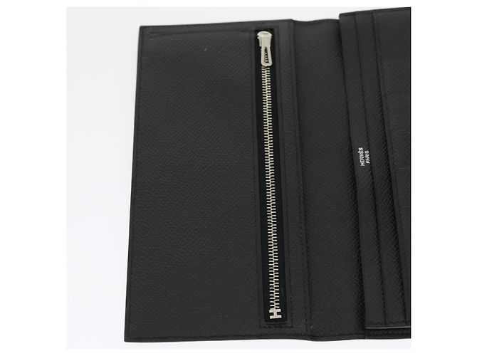 Hermès HERMES Langer Geldbeutel Bean soufflé Silbermetall Schwarz Auth 30947SM - Ansicht 18