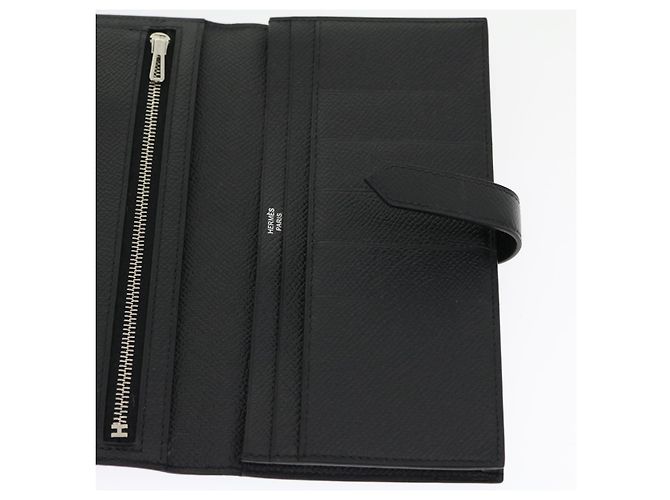 Hermès HERMES Langer Geldbeutel Bean soufflé Silbermetall Schwarz Auth 30947SM - Ansicht 19