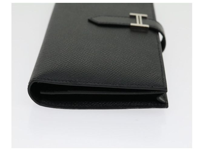 Hermès HERMES Langer Geldbeutel Bean soufflé Silbermetall Schwarz Auth 30947SM - Ansicht 3