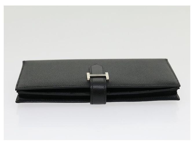 Hermès HERMES Langer Geldbeutel Bean soufflé Silbermetall Schwarz Auth 30947SM - Ansicht 4