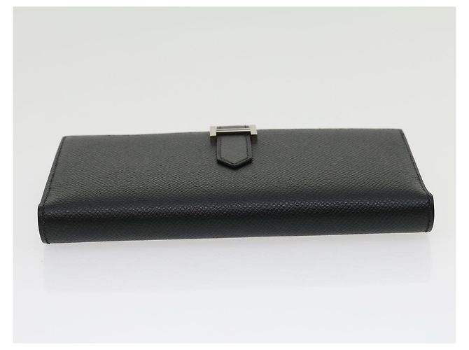 Hermès HERMES Langer Geldbeutel Bean soufflé Silbermetall Schwarz Auth 30947SM - Ansicht 6