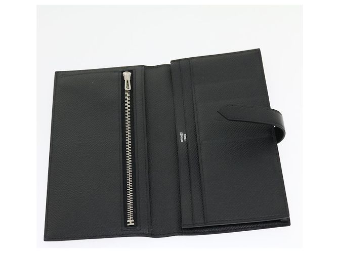 Hermès HERMES Langer Geldbeutel Bean soufflé Silbermetall Schwarz Auth 30947SM - Ansicht 8