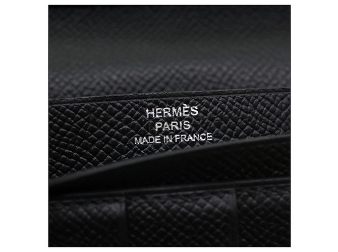 Hermès HERMES Langer Geldbeutel Bean soufflé Silbermetall Schwarz Auth 30947SM - Ansicht 9