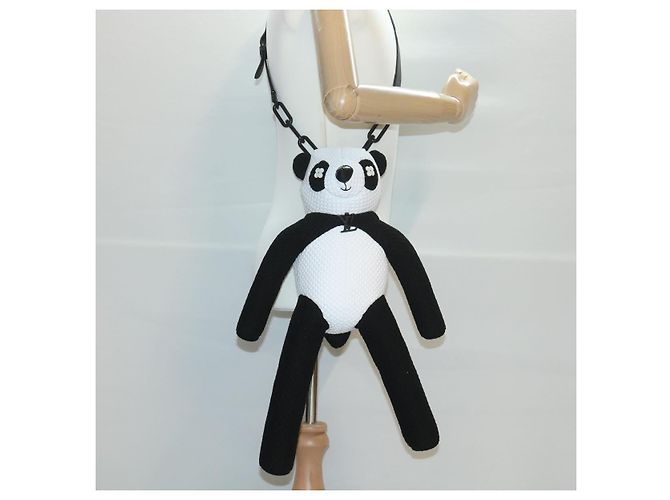 LOUIS VUITTON Borsa a Spalla LV Friend Panda Bear in Cotone Nero Bianco M57414 37880SM - vista 21