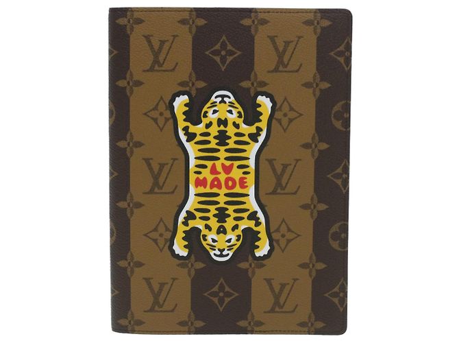 COUVERTURE DE CARNET STRIPE NIGO QUVERTURE LOUIS VUITTON BRUN NOIR GI0720 Auth 38082SM Marron - vue 13