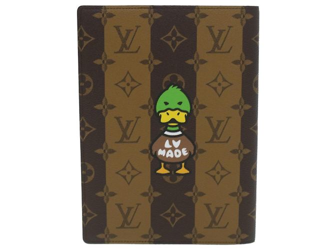COUVERTURE DE CARNET STRIPE NIGO QUVERTURE LOUIS VUITTON BRUN NOIR GI0720 Auth 38082SM Marron - vue 2