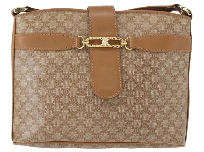 Céline Borsa a Spalla in Tela Macadam CELINE PVC Beige Oro Auth bs31348 D'oro - vista 13