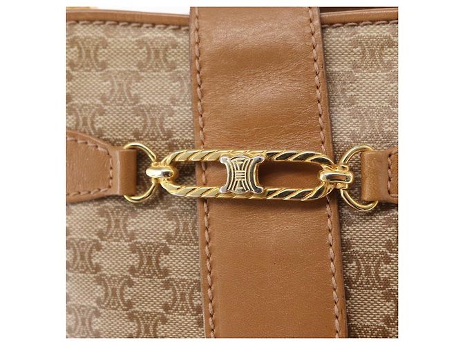 Céline Borsa a Spalla in Tela Macadam CELINE PVC Beige Oro Auth bs31348 D'oro - vista 17