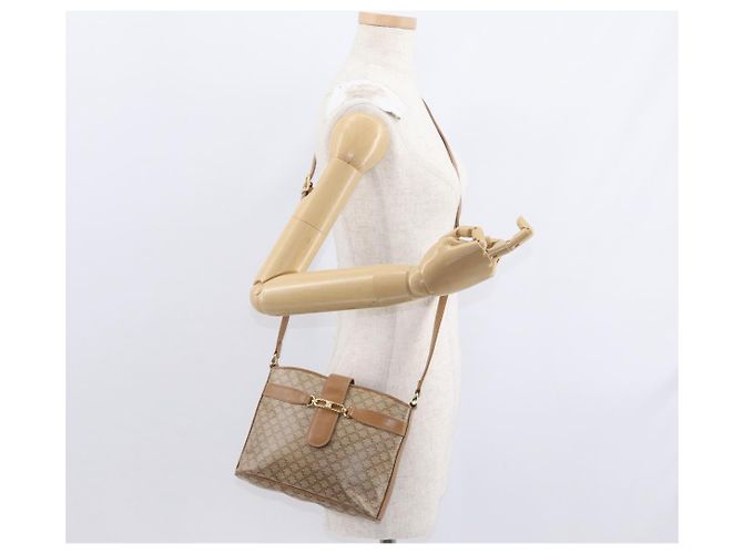 Céline Borsa a Spalla in Tela Macadam CELINE PVC Beige Oro Auth bs31348 D'oro - vista 25